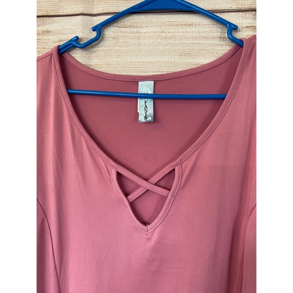 M. Fasis Mauve Pink Sleeveless Stretchy Knit Tank Top Ruched V-neck 2X NWT - Picture 5 of 6